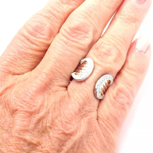 Authentic! Cartier Diamond Double C 18k Tri-Color Gold Band Ring Size 53 US 6.25 - Picture 6 of 11